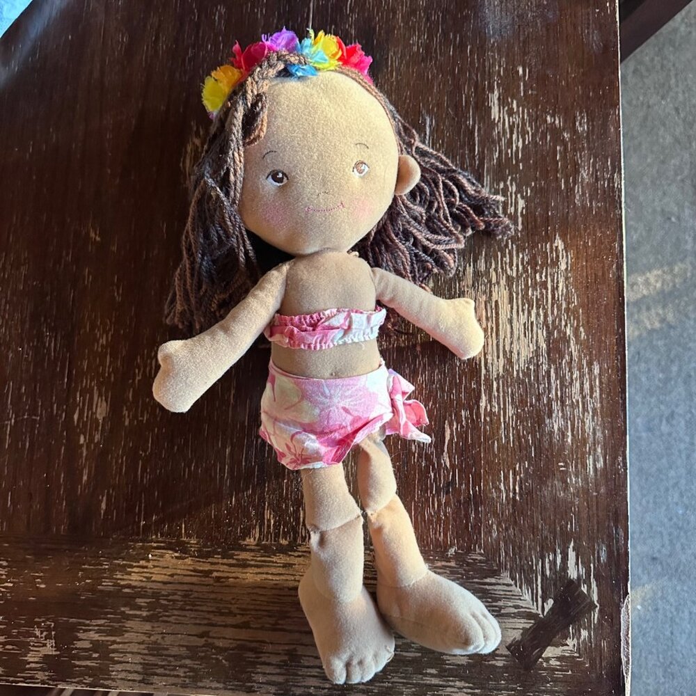 Malia Soft Plush Hawaiian Hula Girl Doll By Island Friends 16" Pink Floral Outfi